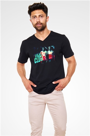 Fight Club Dövüş Klubü Siyah Unisex V Yaka Tişört