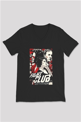 Fight Club Dövüş Klubü Siyah Unisex V Yaka Tişört