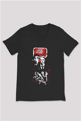 Fight Club Dövüş Klubü Siyah Unisex V Yaka Tişört
