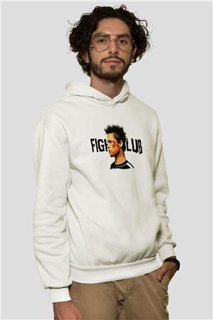 Fight Club (Tyler Durden) Baskılı Beyaz Unisex Hoodie