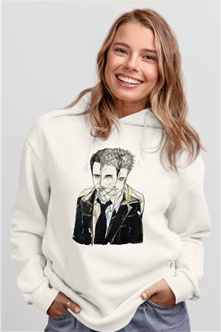 Fight Club (Tyler Durden) Baskılı Beyaz Unisex Hoodie