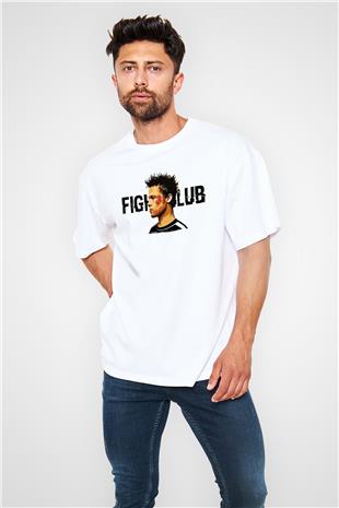 Fight Club (Tyler Durden) Baskılı Beyaz Unisex Oversize Tişört - Tshirt