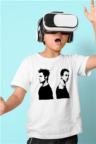 Fight Club (Tyler Durden) Baskılı Beyaz Unisex Beyaz Çocuk Tişört - Tshirt