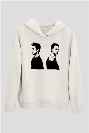 Fight Club (Tyler Durden) Baskılı Beyaz Unisex Hoodie