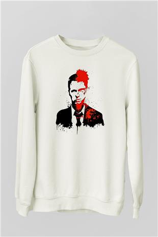 Fight Club (Tyler Durden) Baskılı Beyaz Unisex Sweatshirt