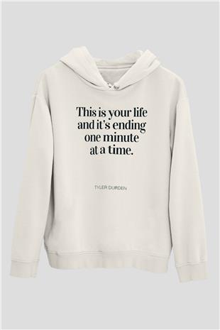 Fight Club (Tyler Durden) Baskılı Beyaz Unisex Hoodie