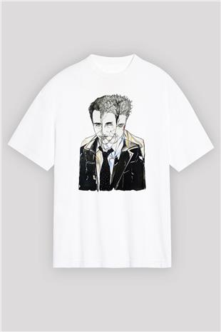 Fight Club (Tyler Durden) Baskılı Beyaz Unisex Oversize Tişört - Tshirt