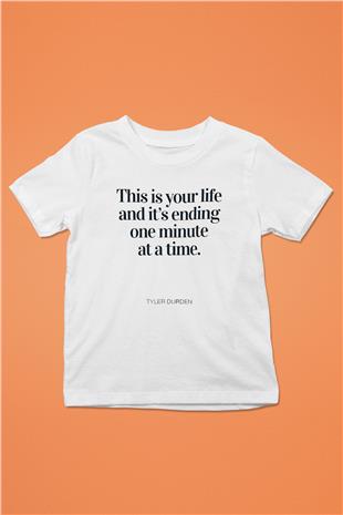Fight Club (Tyler Durden) Baskılı Beyaz Unisex Beyaz Çocuk Tişört - Tshirt