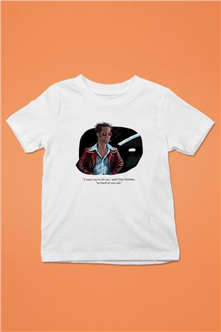Fight Club (Tyler Durden) Baskılı Beyaz Unisex Beyaz Çocuk Tişört - Tshirt