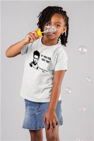 Fight Club (Tyler Durden) Baskılı Beyaz Unisex Beyaz Çocuk Tişört - Tshirt