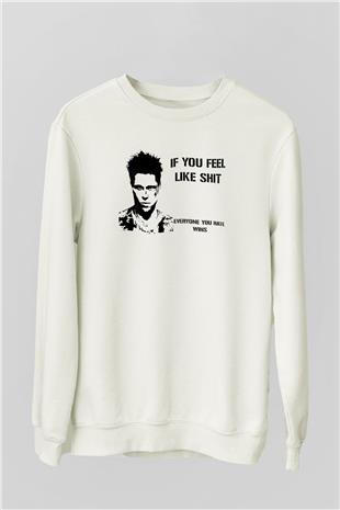 Fight Club (Tyler Durden) Baskılı Beyaz Unisex Sweatshirt
