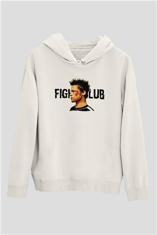 Fight Club (Tyler Durden) Baskılı Beyaz Unisex Hoodie