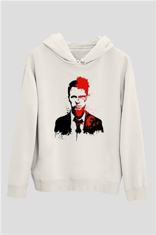 Fight Club (Tyler Durden) Baskılı Beyaz Unisex Hoodie