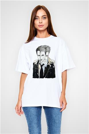 Fight Club (Tyler Durden) Baskılı Beyaz Unisex Oversize Tişört - Tshirt