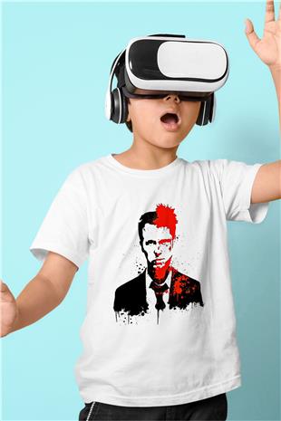 Fight Club (Tyler Durden) Baskılı Beyaz Unisex Beyaz Çocuk Tişört - Tshirt