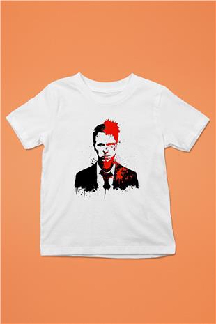 Fight Club (Tyler Durden) Baskılı Beyaz Unisex Beyaz Çocuk Tişört - Tshirt