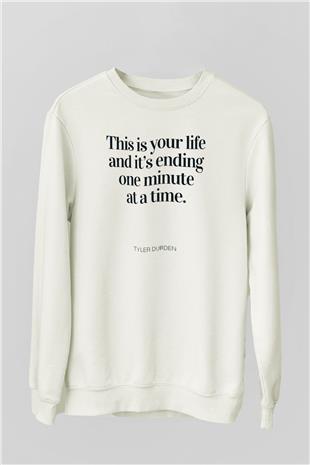 Fight Club (Tyler Durden) Baskılı Beyaz Unisex Sweatshirt