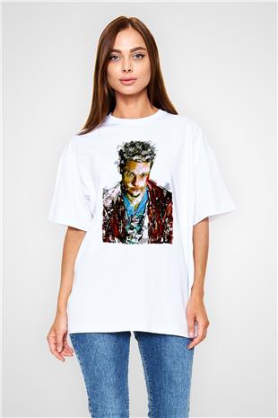 Fight Club (Tyler Durden) Baskılı Beyaz Unisex Oversize Tişört - Tshirt