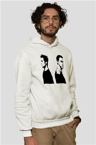 Fight Club (Tyler Durden) Baskılı Beyaz Unisex Hoodie