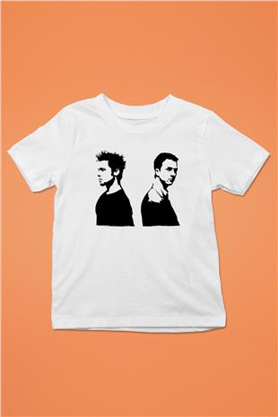 Fight Club (Tyler Durden) Baskılı Beyaz Unisex Beyaz Çocuk Tişört - Tshirt