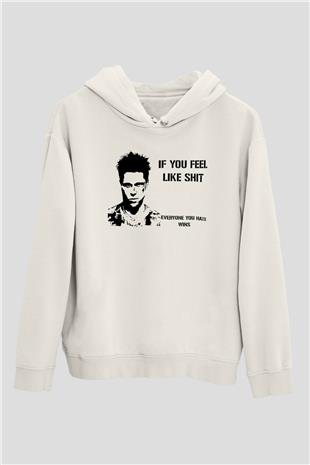 Fight Club (Tyler Durden) Baskılı Beyaz Unisex Hoodie