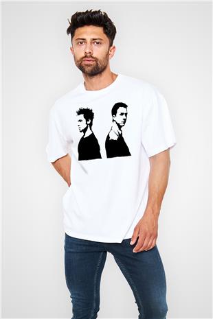 Fight Club (Tyler Durden) Baskılı Beyaz Unisex Oversize Tişört - Tshirt