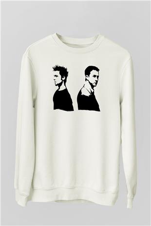 Fight Club (Tyler Durden) Baskılı Beyaz Unisex Sweatshirt