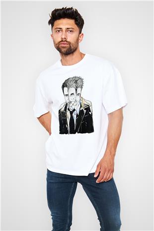 Fight Club (Tyler Durden) Baskılı Beyaz Unisex Oversize Tişört - Tshirt