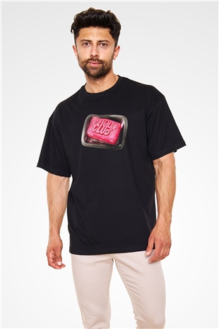 Fight Club (Tyler Durden) Baskılı Unisex Siyah Oversize Tişört - Tshirt