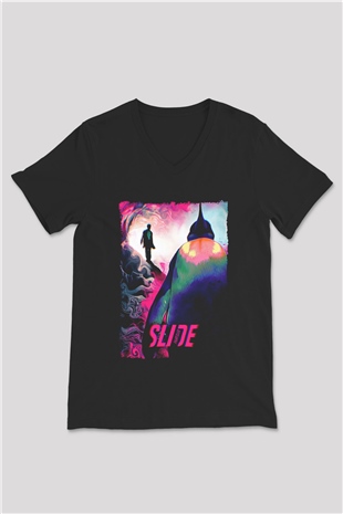 Fight Club (Tyler Durden) Baskılı Unisex Siyah V Yaka Tişört - Tshirt