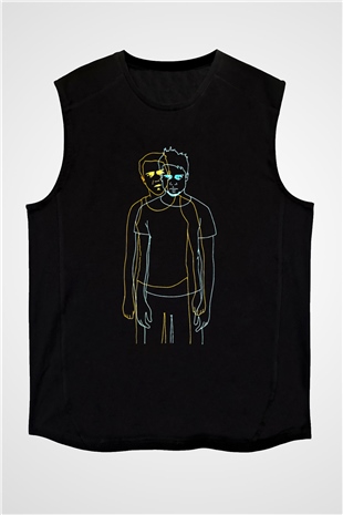 Fight Club (Tyler Durden) Baskılı Unisex Siyah Kolsuz Tişört - Tshirt