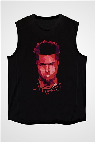 Fight Club (Tyler Durden) Baskılı Unisex Siyah Kolsuz Tişört - Tshirt