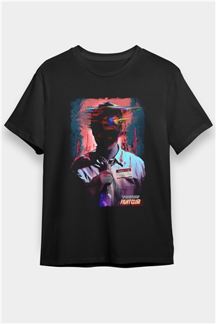 Fight Club (Tyler Durden) Baskılı Unisex Siyah Tişört - Tshirt