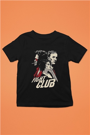 Fight Club (Tyler Durden) Baskılı Unisex Siyah Çocuk Tişört - Tshirt