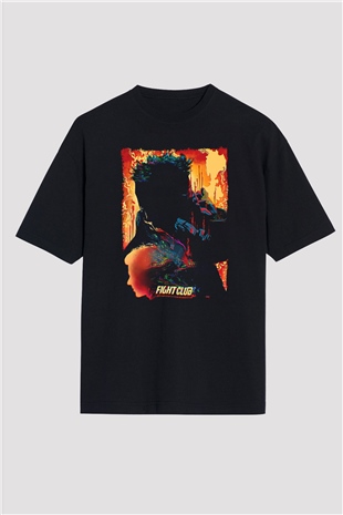Fight Club (Tyler Durden) Baskılı Unisex Siyah Oversize Tişört - Tshirt