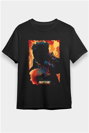 Fight Club (Tyler Durden) Baskılı Unisex Siyah Tişört - Tshirt
