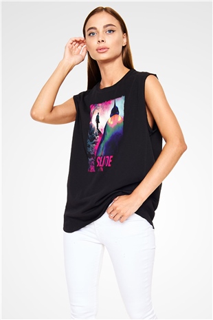 Fight Club (Tyler Durden) Baskılı Unisex Siyah Kolsuz Tişört - Tshirt