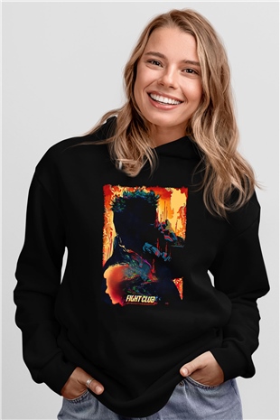 Fight Club (Tyler Durden) Baskılı Unisex Siyah Hoodie