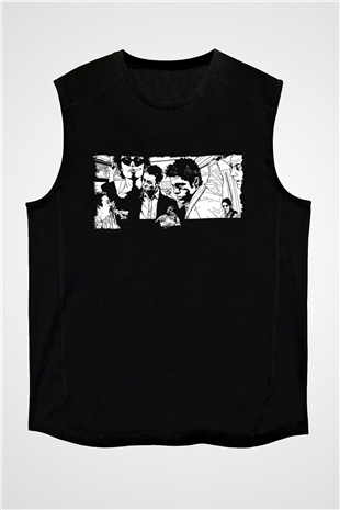 Fight Club (Tyler Durden) Baskılı Unisex Siyah Kolsuz Tişört - Tshirt