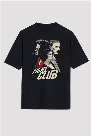 Fight Club (Tyler Durden) Baskılı Unisex Siyah Oversize Tişört - Tshirt