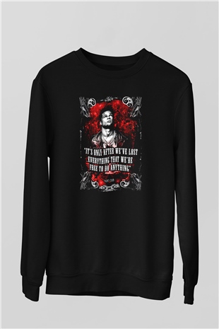 Fight Club (Tyler Durden) Baskılı Unisex Siyah Sweatshirt