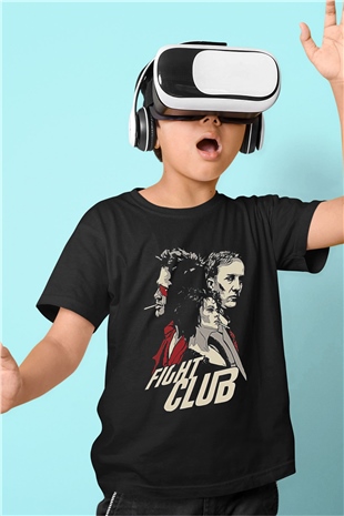 Fight Club (Tyler Durden) Baskılı Unisex Siyah Çocuk Tişört - Tshirt