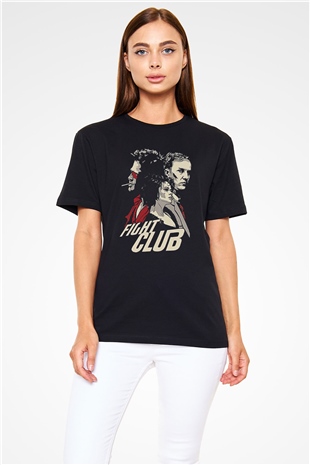 Fight Club (Tyler Durden) Baskılı Unisex Siyah Tişört - Tshirt
