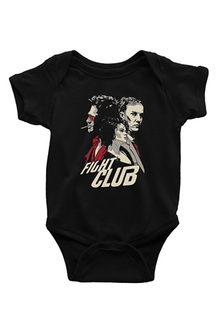 Fight Club (Tyler Durden) Baskılı Unisex Siyah Bebek Body - Zıbın