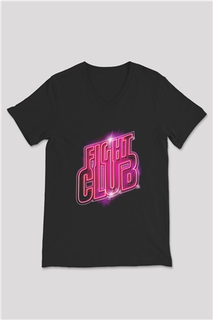 Fight Club (Tyler Durden) Baskılı Unisex Siyah V Yaka Tişört - Tshirt