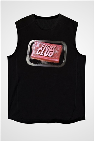 Fight Club (Tyler Durden) Baskılı Unisex Siyah Kolsuz Tişört - Tshirt