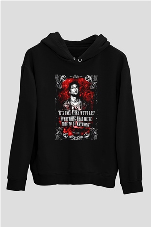Fight Club (Tyler Durden) Baskılı Unisex Siyah Hoodie