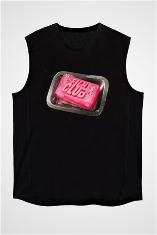 Fight Club (Tyler Durden) Baskılı Unisex Siyah Kolsuz Tişört - Tshirt