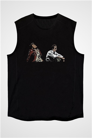 Fight Club (Tyler Durden) Baskılı Unisex Siyah Kolsuz Tişört - Tshirt