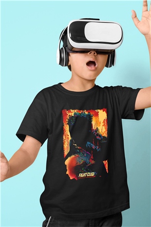 Fight Club (Tyler Durden) Baskılı Unisex Siyah Çocuk Tişört - Tshirt